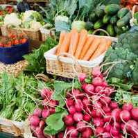 veggies in baskets