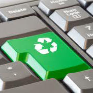 green recycle symbol return key on a computer keyboard